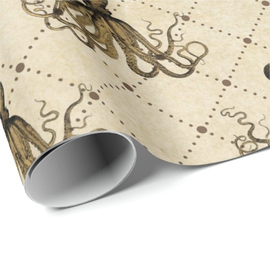  octopus op Cream Cadeaupapier (Rol Hoek)