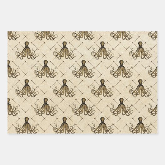 octopus op Cream Inpakpapier Vel (Voorkant 3)