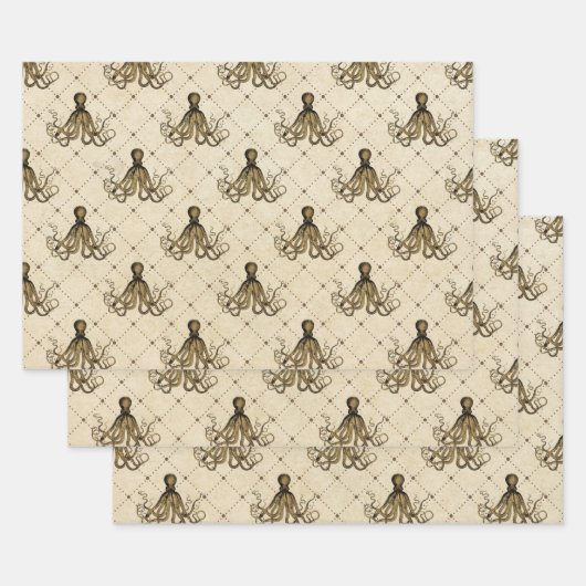  octopus op Cream Inpakpapier Vel (Set)
