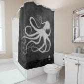 Octopus op Dark Grey l - Shower Curtain Douchegordijn (In situ)