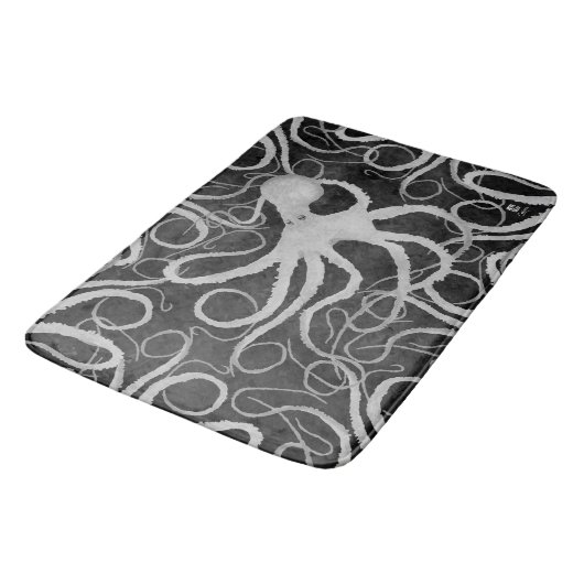 Octopus op Dark Grey ll - Large Bath Mat (Gekanteld)