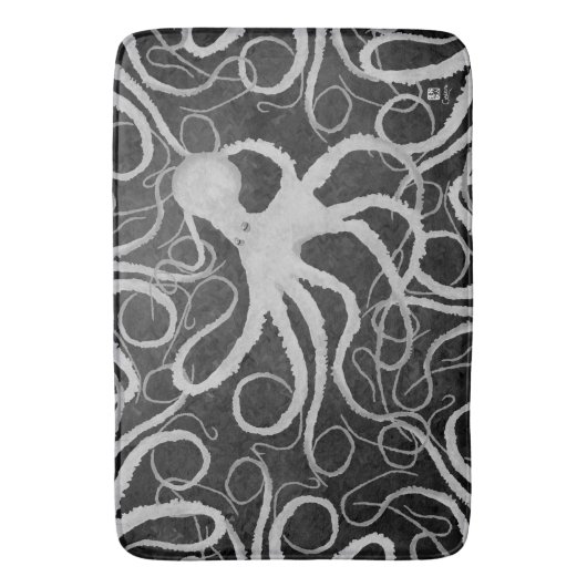Octopus op Dark Grey ll - Large Bath Mat (Voorkant Verticaal)