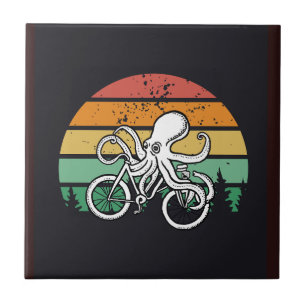 Octopus op de fiets tegeltje