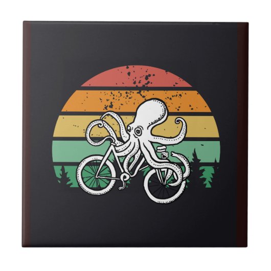 Octopus op de fiets tegeltje (Voorkant)