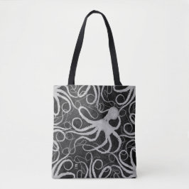 Octopus op donkergrijs 2.0 - Canvas tas