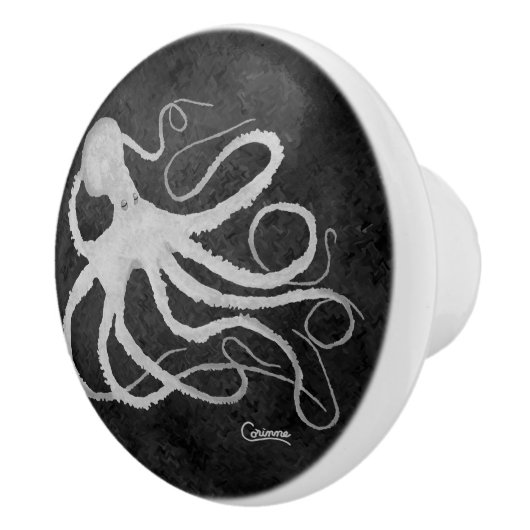 Octopus op donkergrijze L - Knob Keramische Knop (Rechts)