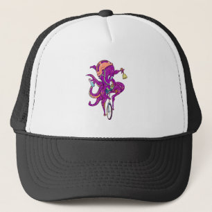 Octopus op een eenwieler trucker pet