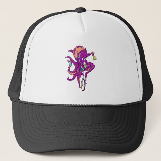 Octopus op een eenwieler trucker pet (Voorkant)