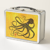 Octopus op geel - Retro Lunch Box (Voorkant)