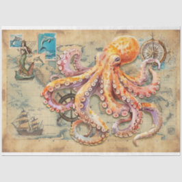 Octopus op kaart tissuepapier