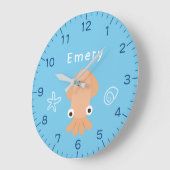 Octopus op maat naam kinderkamer klok (Hoek)