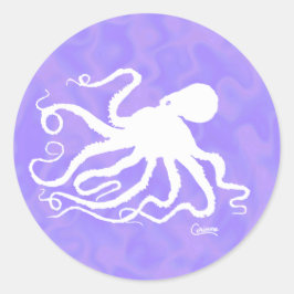 Octopus op Paars - Envelopstickers Ronde Sticker