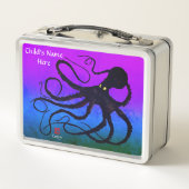 Octopus op Paarse, Blauwe & Groene - Retro Lunch B (Achterkant)