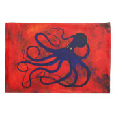 Octopus op rood - set standaardproefkisten kussensloop (Achterkant-Links)