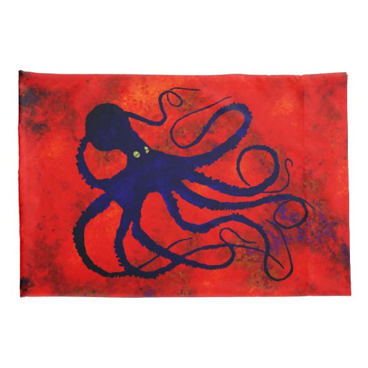 Octopus op rood - set standaardproefkisten kussensloop (Achterkant-Rechts)