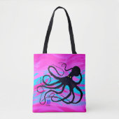 Octopus op roze en blauw - Canvas tas (Voorkant)