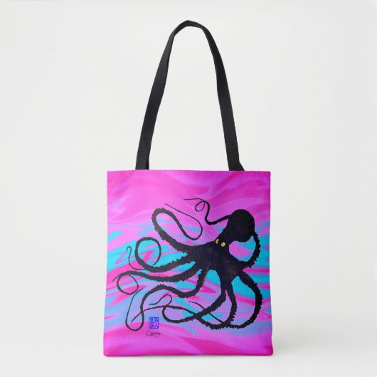 Octopus op roze en blauw - Canvas tas (Voorkant)