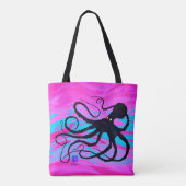 Octopus op roze en blauw - Canvas tas (Achterkant)