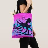 Octopus op roze en blauw - Canvas tas (Dichtbij)