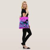 Octopus op roze en blauw - Canvas tas (Op model)
