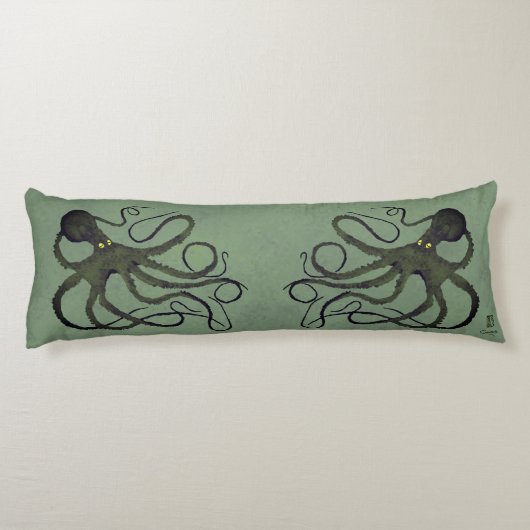 Octopus op Sage Green - Lichaamskussen (Achterkant)