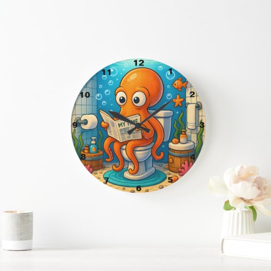 Octopus op toilet Humorous Funny Badkamer Instelli Grote Klok (Huis)