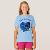 Octopus op Two Tone Blue - Basic Long Sleeve T-shi T-shirt (Voorkant volledig)
