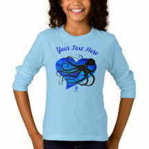 Octopus op Two Tone Blue - Basic Long Sleeve T-shi