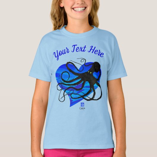 Octopus op Two Tone Blue - Basic Long Sleeve T-shi T-shirt (Voorkant)