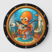 Octopus op wc-klok grappig grote klok (Voorkant)