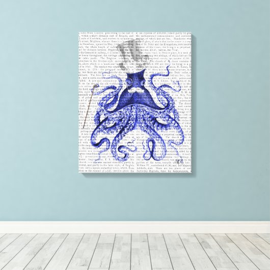 Octopus Over Town Canvas Afdruk (Insitu (Houten vloer))