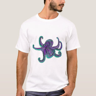 Octopus paars blauwgroen-oceaanleven t-shirt