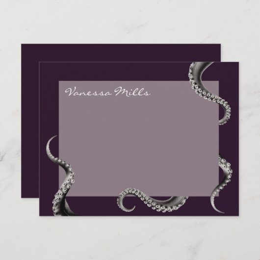 Octopus Paars Note Kaart Notitiekaartje (Voorkant / Achterkant)