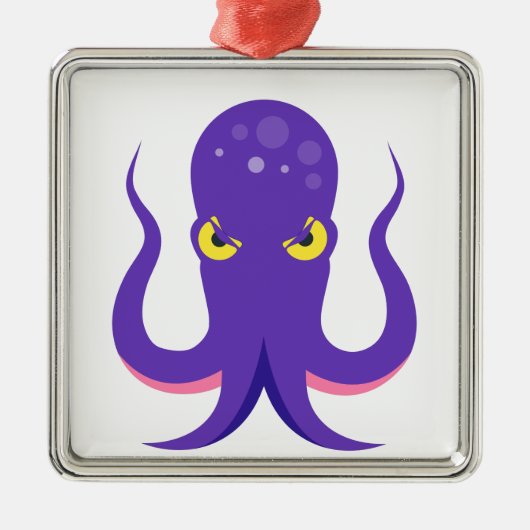 Octopus Paars Squid Metalen Ornament (Voorkant)