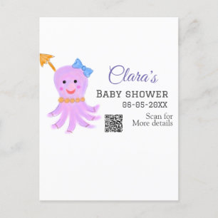 Octopus paarse blauw waterverf baby shower zee ani briefkaart