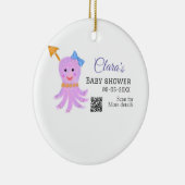 Octopus paarse blauw waterverf baby shower zee ani keramisch ornament (Rechts)