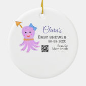 Octopus paarse blauw waterverf baby shower zee ani keramisch ornament (Achterkant)