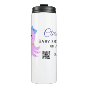 Octopus paarse blauw waterverf baby shower zee ani thermosbeker