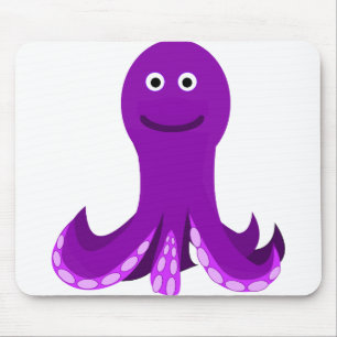 Octopus Paarse Happy Smiling Cartoon Sealife Muismat
