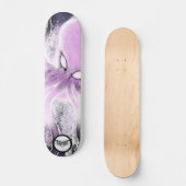 Octopus paarse roze witte splatten donker water persoonlijk skateboard (Voorkant)