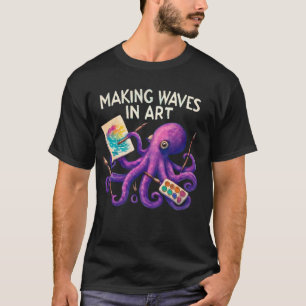 Octopus Painter Onderwater – Turquoise & Paarse T-shirt