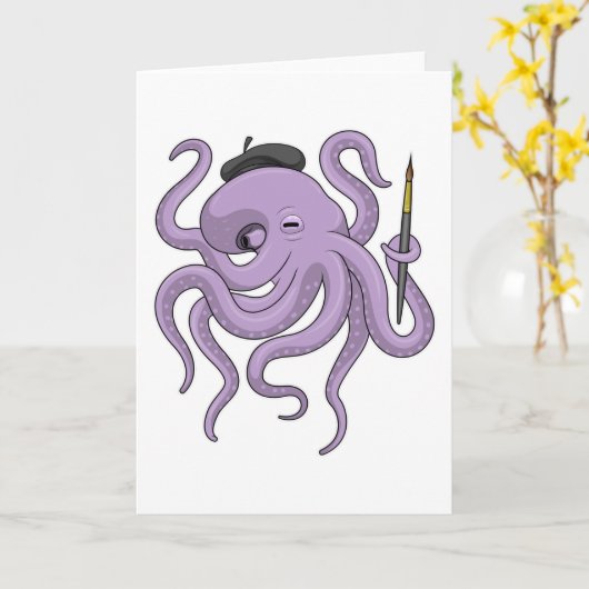 Octopus Painter Paint Kaart (Gele Bloem)