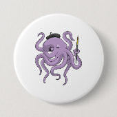 Octopus Painter Paint Ronde Button 7,6 Cm (Voorkant)