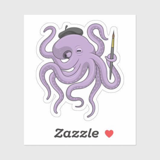 Octopus Painter Paint Sticker (Vel)