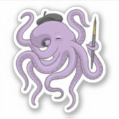 Octopus Painter Paint Sticker (Voorkant)