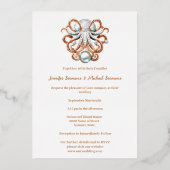 Octopus parel nautische strand thema minimalistisc folie uitnodiging (Voorkant)