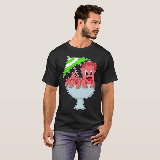 Octopus Party Cocktail paraplu T-shirt (Voorkant volledig)