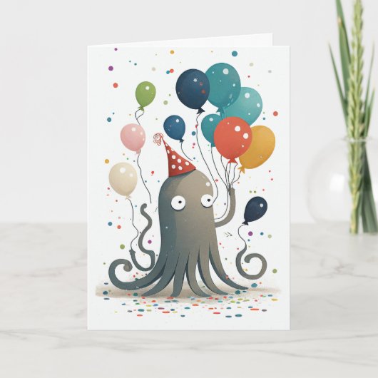 Octopus Party-Wenskaart Kaart (Voorkant)