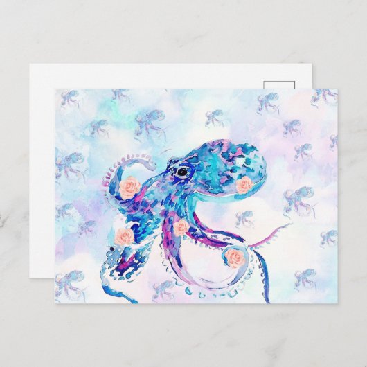 octopus pastel in droom briefkaart (Voorkant / Achterkant)