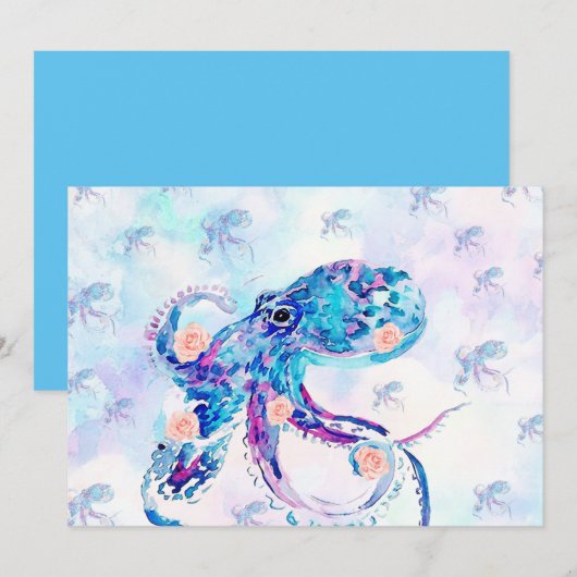 octopus pastel in droom feestdagenkaart (Voorkant / Achterkant)